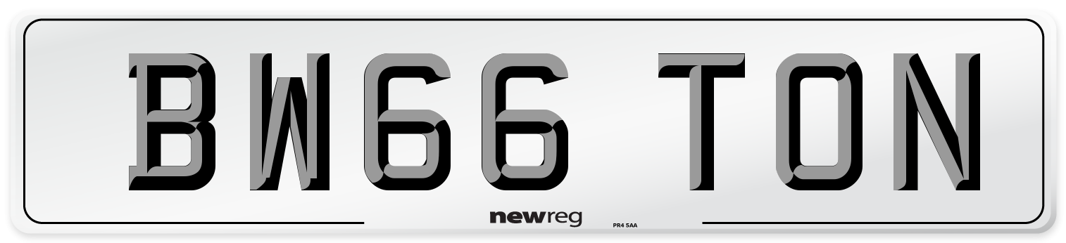 BW66 TON Number Plate from New Reg